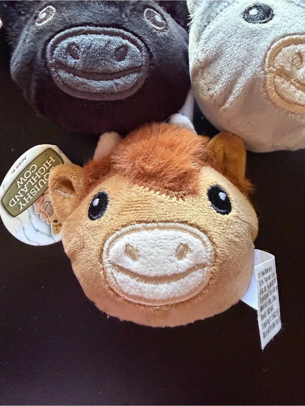 New Plush Squish Sugar Squeeze Set of 3 Highland Cow Heads Balls Squishy Toys